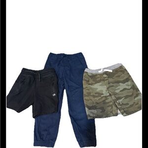Kids' 3-Pack Bottoms Set - Black Shorts, Navy Joggers & Camo Shorts LOT BOYS SZ6